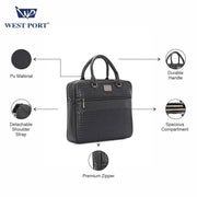 West Port Unisex Premium Office & Travel Laptop Bag (MBG-AI-21-BLACK)