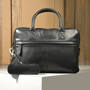 West Port Unisex Premium Leather Laptop Bag – Timeless Professional Elegance (MBG-AO-01-BLACK)
