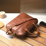 West Port Unisex Premium Leather Laptop Bag – Timeless Professional Elegance (MBG-AO-01-COGNAC)