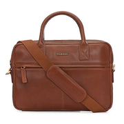 West Port Unisex Premium Leather Laptop Bag – Timeless Professional Elegance (MBG-AO-01-COGNAC)
