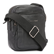 West Port Premium Leather Messenger Crossbody Sling Bag (MBG-AO-02-BLACK)