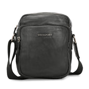 West Port Premium Leather Messenger Crossbody Sling Bag (MBG-AO-02-BLACK)