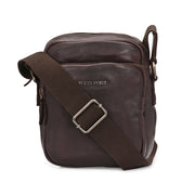 West Port Premium Leather Messenger Crossbody Sling Bag (MBG-AO-02-BROWN)