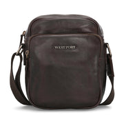 West Port Premium Leather Messenger Crossbody Sling Bag (MBG-AO-02-BROWN)