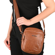 West Port Premium Leather Messenger Crossbody Sling Bag (MBG-AO-02-COGNAC)