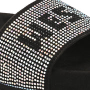 West Port Women Black Rainbow Embellished Comfort Slide Sandals (W-STARDUST-10-BLACK-RAINBOW)
