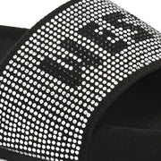 West Port Women Black Silver Embellished Comfort Slide Sandals (W-STARDUST-10-BLACK-SILVER)