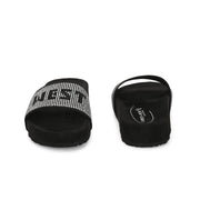 West Port Women Black Silver Embellished Comfort Slide Sandals (W-STARDUST-10-BLACK-SILVER)
