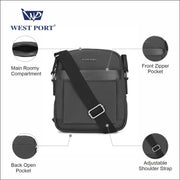 West Port Urban Messenger Crossbody Sling Bag – Smart & Handsfree (URBAN MESSENGER-BLACK)