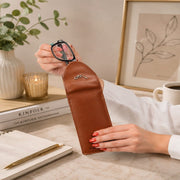 West Port Premium Leather Stylish Protective Eyewear Case For Sunglasses & Spectacles (UUT-AO-01-COGNAC)