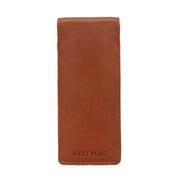 West Port Premium Leather Stylish Protective Eyewear Case For Sunglasses & Spectacles (UUT-AO-01-COGNAC)