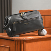 West Port Premium Leather Travel Toiletry Bag (UUT-AO-02-BLACK)