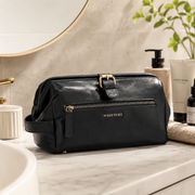 West Port Premium Leather Travel Toiletry Bag (UUT-AO-02-BLACK)