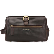 West Port Premium Leather Travel Toiletry Bag (UUT-AO-02-BROWN)