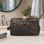 West Port Premium Leather Travel Toiletry Bag (UUT-AO-02-BROWN)