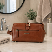 West Port Premium Leather Travel Toiletry Bag (UUT-AO-02-COGNAC)