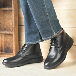 West Port Men Black Leather Chukka Boots (V-STAR-80-BLACK)