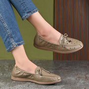 Women Premium Leather Slip On Flexible Loafer (W-Angel-50-Ivory)