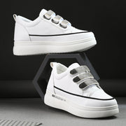 Women Crystal Embellished Velcro Straps Platform Sneakers (W-ATF-25-WHITE)