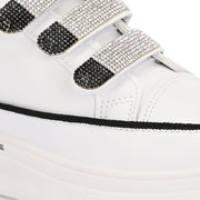Women Crystal Embellished Velcro Straps Platform Sneakers (W-ATF-25-WHITE)
