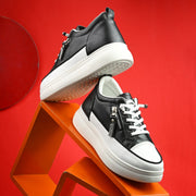 Women Chunky Lace-Up Sneakers (W-ATF-26-BLACK)