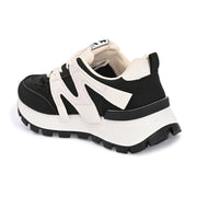 Women Chunky Lace-Up Sneakers (W-ATF-27-BLACK)