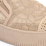Women Lace Slip On Casual Sneakers (W-ATF-30-BEIGE)