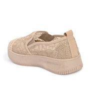 Women Lace Slip On Casual Sneakers (W-ATF-30-BEIGE)