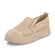 Women Lace Slip On Casual Sneakers (W-ATF-30-BEIGE)