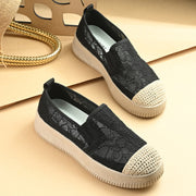 Women Lace Slip On Casual Sneakers (W-ATF-30-BLACK)