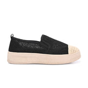 Women Lace Slip On Casual Sneakers (W-ATF-30-BLACK)