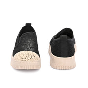 Women Lace Slip On Casual Sneakers (W-ATF-30-BLACK)