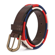 West Port Women’s Pampa Embroidered Genuine Leather Signature Gaucho Polo Belt (W-BT-LE-01-RED-BLUE-BEIGE)