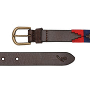 West Port Women’s Pampa Embroidered Genuine Leather Signature Gaucho Polo Belt (W-BT-LE-01-RED-BLUE-BEIGE)