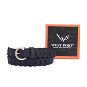 West Port Women’s Blue Braided Scalloped Leather Belt (W-BT-LE-03-BLUE)