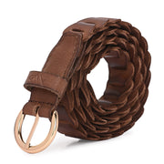 West Port Women’s Beige Braided Scalloped Leather Belt (W-BT-LE-03-DARK-BEIGE)