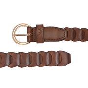 West Port Women’s Beige Braided Scalloped Leather Belt (W-BT-LE-03-DARK-BEIGE)