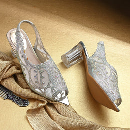 Women Silver Partywear Sandals (W-KI-01-SILVER)