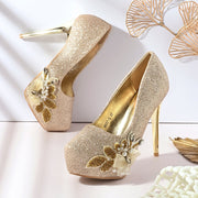 Women Glitter Stiletto Pumps (W-KI-02-GOLD)