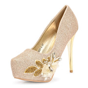 Women Glitter Stiletto Pumps (W-KI-02-GOLD)
