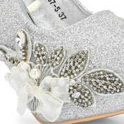 Women Glitter Stiletto Pumps (W-KI-02-SILVER)