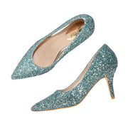 Women Glitter Pointed-Toe Pumps (W-KI-03-GREEN)