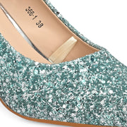 Women Glitter Pointed-Toe Pumps (W-KI-03-GREEN)