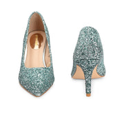Women Glitter Pointed-Toe Pumps (W-KI-03-GREEN)