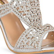Women Silver Partywear Embellished Stiletto Sandals (W-KI-04-SILVER)