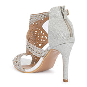 Women Silver Partywear Embellished Stiletto Sandals (W-KI-04-SILVER)