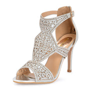 Women Silver Partywear Embellished Stiletto Sandals (W-KI-04-SILVER)