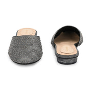 Women Black Embellished Closed-Toe Mules (W-RST-122-BLACK)