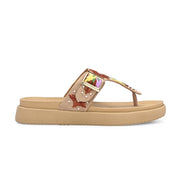 West Port Women Embroidered Toe-Ring Comfort Sandals (W-SHI-130-BEIGE)