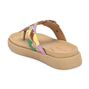 West Port Women Embroidered Toe-Ring Comfort Sandals (W-SHI-130-BEIGE)